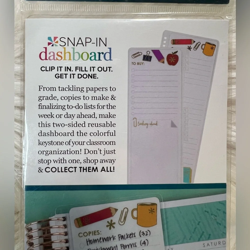 NWT Erin Condren Snap In Teacher theme Planner Dashboard